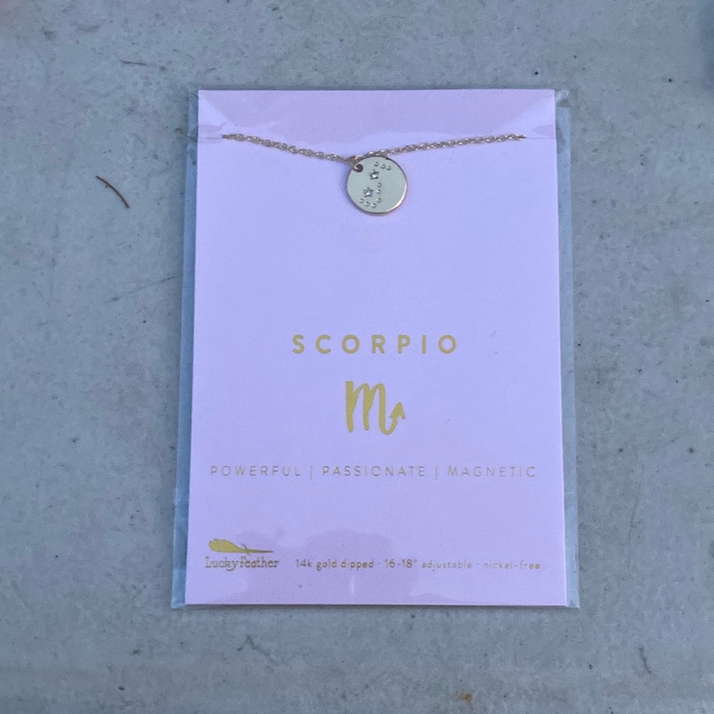 I am selling a Scorpio necklace. The color is pink.